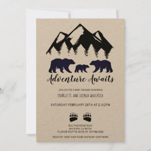 Rustic Adventure Bears Kraft Convite