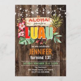 Rustic Aloha Luau convite de aniversário