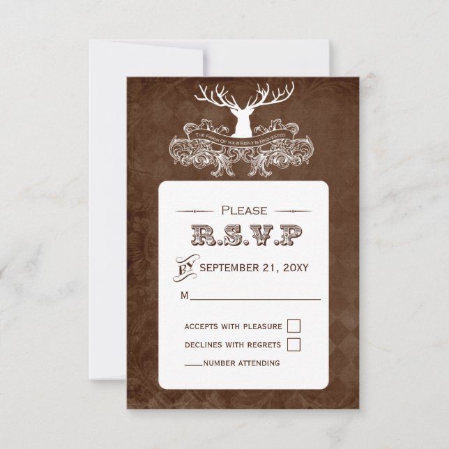 Rustic Antler, Deer Winter Woodland rsvp 3.5 x 5 (Frente)