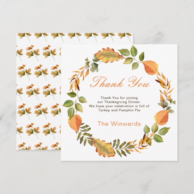 Rustic Autumn Fall Leaves Square Thanksgiving  (Frente/Verso)