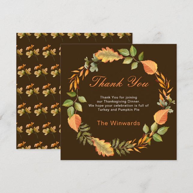 Rustic Autumn Fall Leaves Square Thanksgiving  (Frente/Verso)