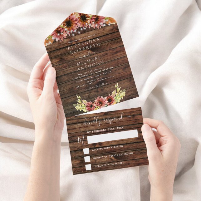 Rustic Autumn Fall Sunflower RSVP (Criador carregado)