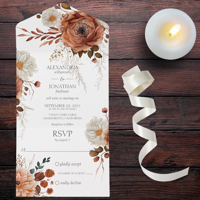 Rustic Autumn Floral (Also available with QR code or dinner options. )