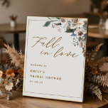 Rustic Autumn Floral Fall in Love Welcome Poster<br><div class="desc">Set the tone for a breathtaking celebration from the moment your guests arrive. Our 'Fall in Love' welcome sign poster is a stunning centerpiece for your rustic autumn bridal shower. Featuring a lush watercolor florals in trending earthy palette, this sign blends modern boho elegance with cozy harvest charm. Easily personalize...</div>
