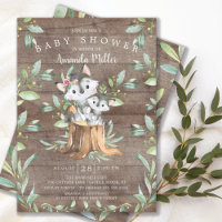 Rustic Baby Wolf e Mãe Chá de fraldas Convite