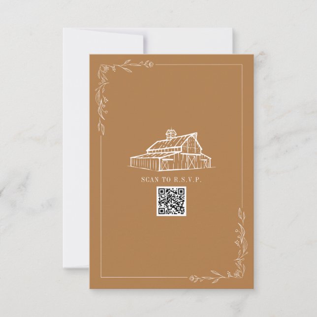 Rustic Barn Goldenrod Código QR Casamento RSVP (Frente)