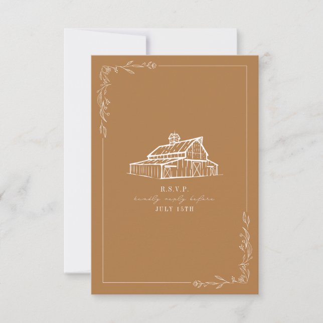 Rustic Barn Goldenrod Weding RSVP (Frente)