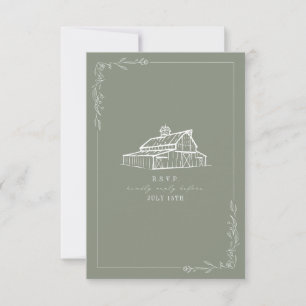 Rustic Barn Sage Green Wedding RSVP
