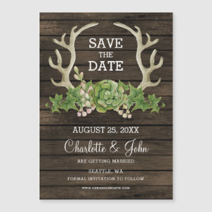Rustic Barn Wood Antlers Succulentos Salvem Data A