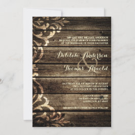 Rustic Barn Wood Damask Casamento vintage Convite