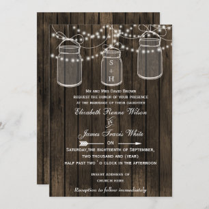Rustic Barnwood, convites de casamento de jarro