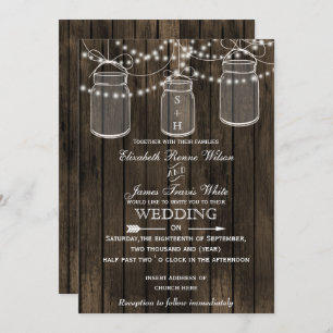 Rustic Barnwood, convites para casamento de jarro