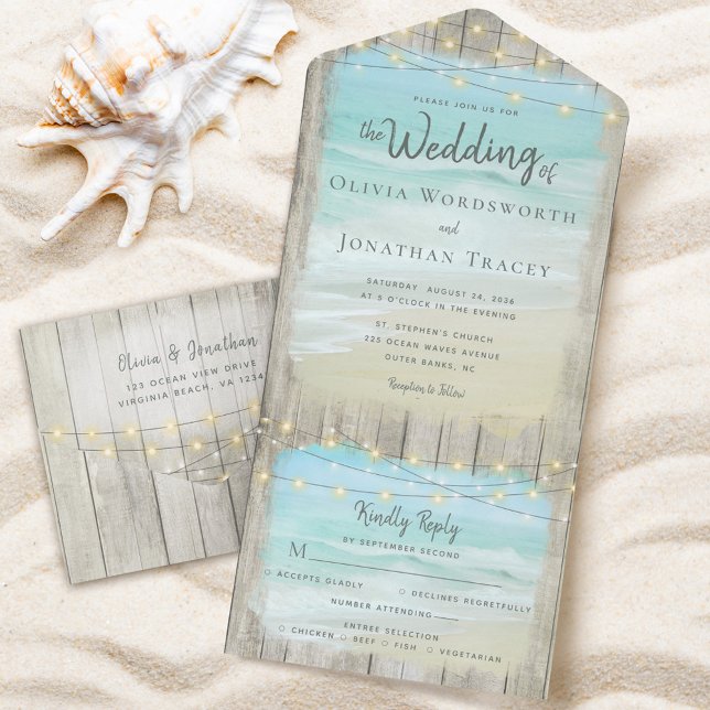 Rustic Beach String Luz Casamento Costeiro (Criador carregado)