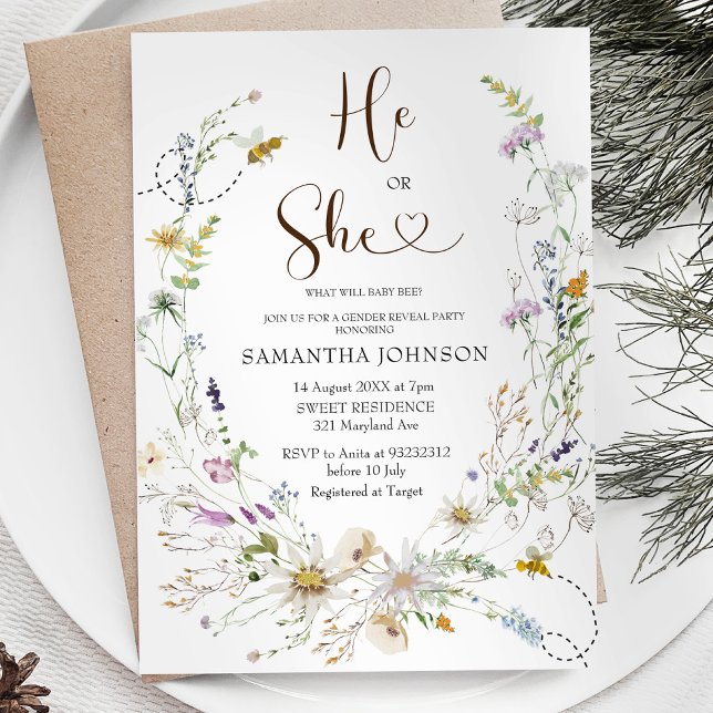 Rustic Bee Wildflower gênero revela convite (Criador carregado)