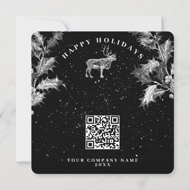 Rustic Black Holiday Business Código QR Natal (Frente)
