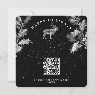 Rustic Black Holiday Business Código QR Natal