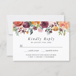 Rustic Bloom Burgundy Blush Orange Floral RSVP