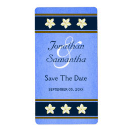 Rustic Blue Floral Salva A Data Vinho Etiquetas Gr