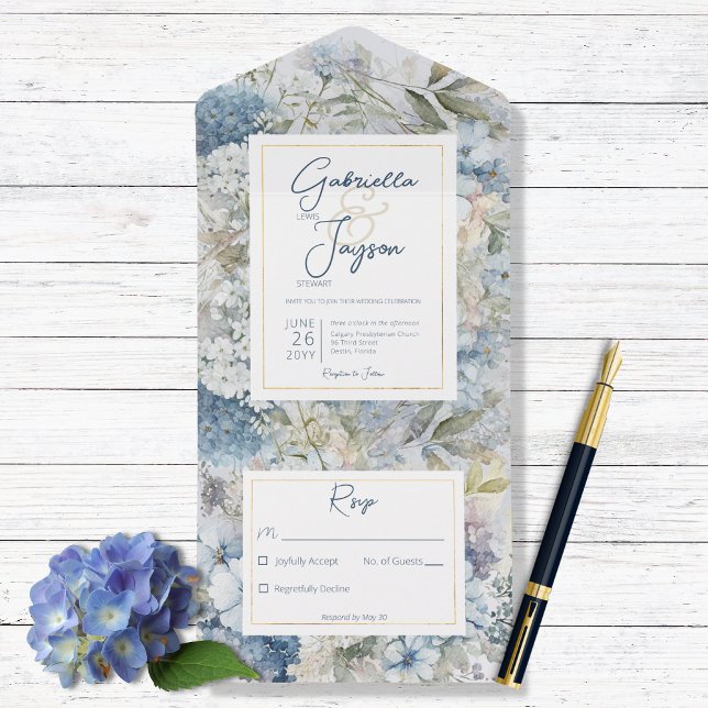 Rustic Blue Floral Watercolor No Janta (Criador carregado)