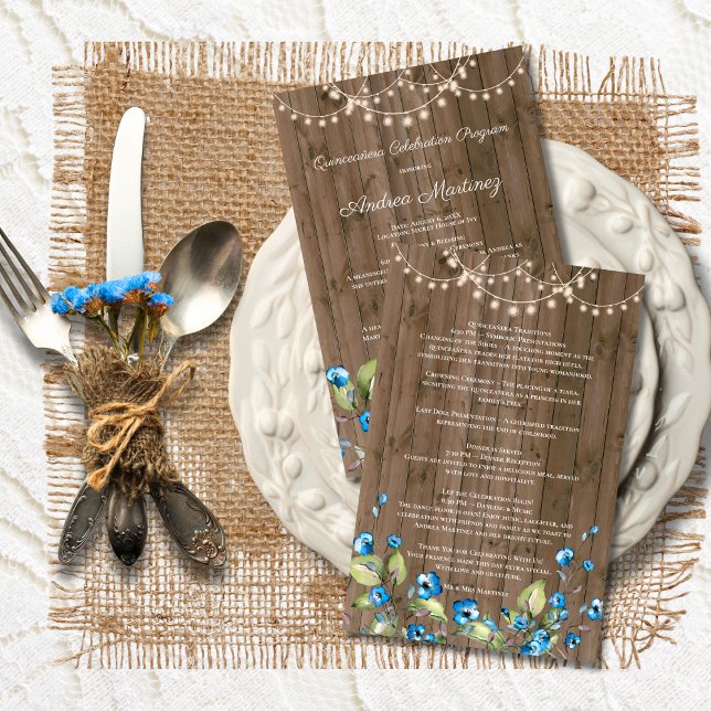 Rustic Blue Flowers acende programa Quinceanera (Criador carregado)