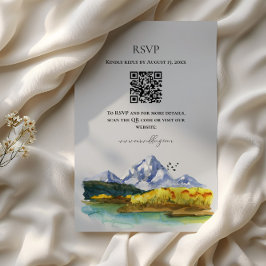Rustic Blue Mountain Watercolor Cartão RSVP de Cas