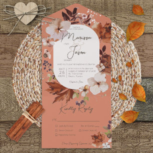 Rustic Boho Autumn Wreath Rust Tudo em Um Convite
