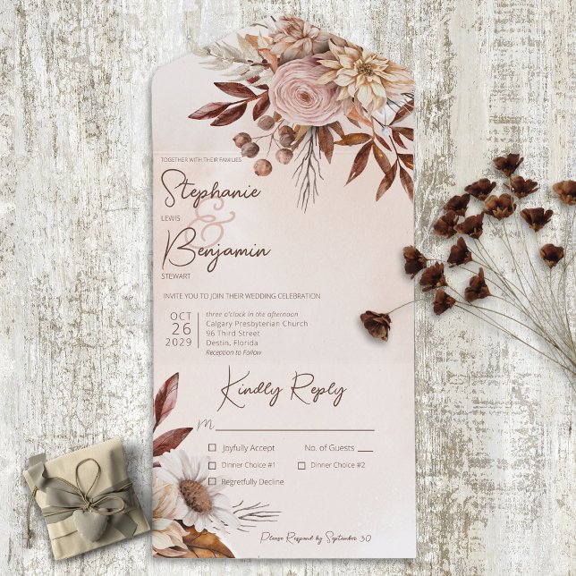 Rustic Boho Blush Neutrals Floral Tan Janto (Criador carregado)