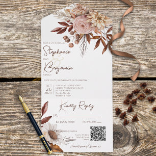 Rustic Boho Blush Neutrals Floral White Código QR