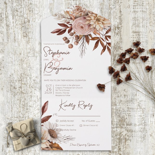 Rustic Boho Blush Neutrals Floral White Janto (Criador carregado)