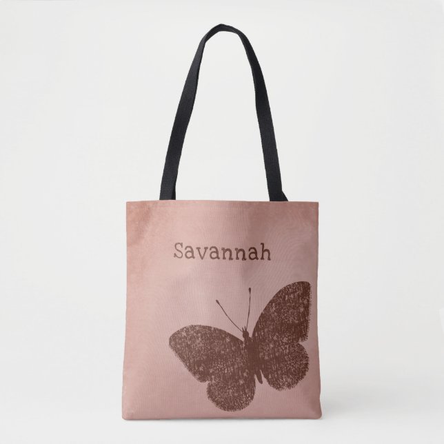 Rustic Boho Brown Butterfly Bolsa (Frente)
