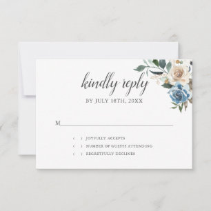Rustic Boho Dusty Blue Flowers Casamento RSVP