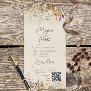 Rustic Boho Fall Wildflower Cream Código QR