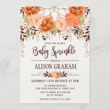 Rustic Boho Floral Autumn Baby Sprinkle Convite