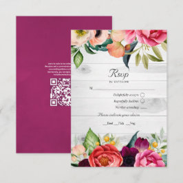 Rustic Boho Floral Bohemian Código QR RSVP Casamen