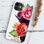 Rustic Boho Floral com Monograma<br><div class="desc">Bastante na moda e colorido, este design floral de vassoura rústico apresenta uma fronteira de ricos e coloridos botânicos em pêssego de terracota, burgundy, amarela, lacrimejante e verde que se aproxima de um lado da design. Um modelo de texto é incluído na parte inferior esquerda do design para personalizar com...</div>