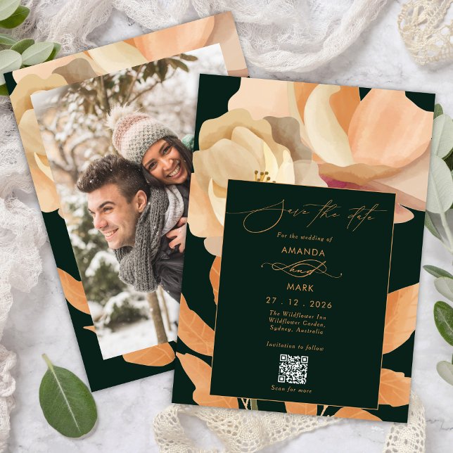Rustic Boho Floral Green Salvar a data Convite (Criador carregado)