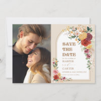 Rustic Boho Floral Pampas Salve a Foto da Data