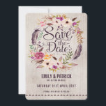 Rustic Boho Floral Salvar a Data Convite<br><div class="desc">Salve o convite de Data com lindas flores de aquarela boêmicas</div>