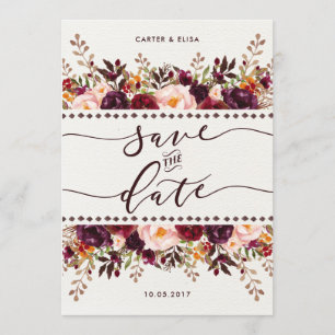 Rustic Boho Floral Salve o Convite de casamento de