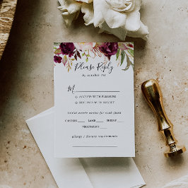 Rustic Boho Floral Wedding Menu Choice RSVP