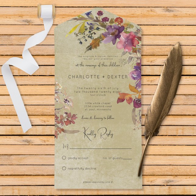 Rustic Boho Jewel Tone Florals Sage No Janto (Criador carregado)