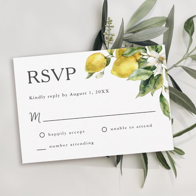 Rustic Boho Lemon Citrus Weding RSVP (Criador carregado)