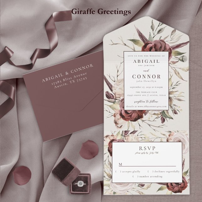 Rustic Boho Marsala Cream Floral (Criador carregado)