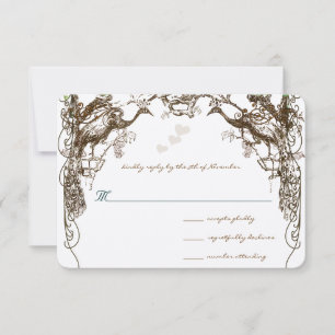 Rustic Boho Peacock Vintage Love Bird Weding RSVP