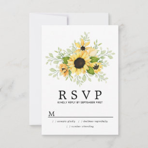 Rustic Boho Yellow Sunflower Summer Weding RSVP