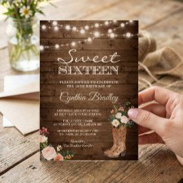 Rustic Boots Cowgirl Sweet Dezesseis 16 Convite