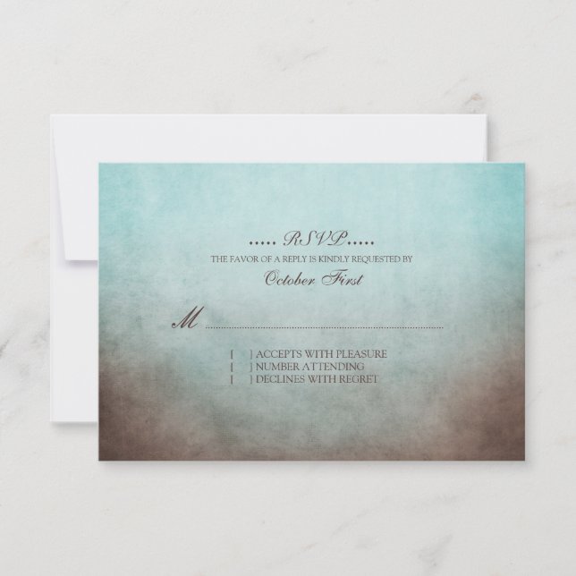 Rustic Brown e Teal Bohemian Wedding RSVP (Frente)