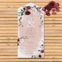 Rustic Burgundy & Blush Pink Rosas Sem Janto