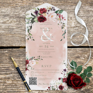 Rustic Burgundy & Blush Pink Roses QR Code