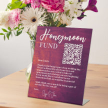 Rustic Burgundy Elegant Code QR Honeymoon Fund